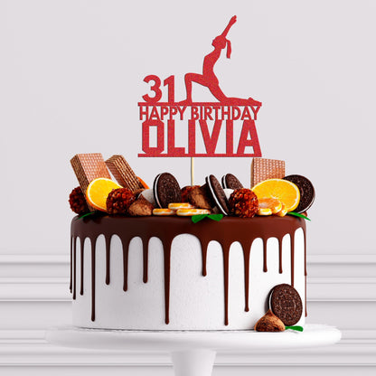 Personalized Yoga Birthday Cake Topper: Glitter Celebration Decor