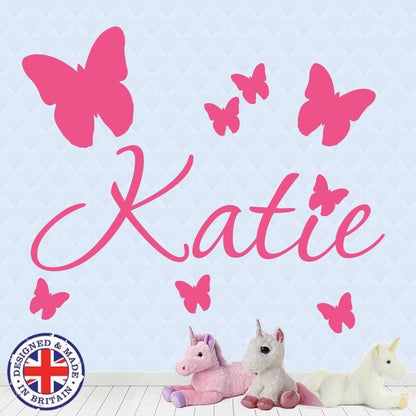 Personalised Name Butterfly Wall Art Custom Girls Bedroom Vinyl Kids Sticker