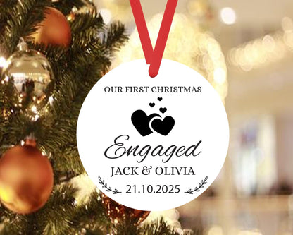 Personalised First Christmas Bauble Engagement Announcement Xmas Ceramic Keepsake Gift