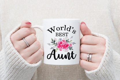 World Best Aunty Mug & Coaster Set Birthday Christmas Niece Nephew Coffee Gift