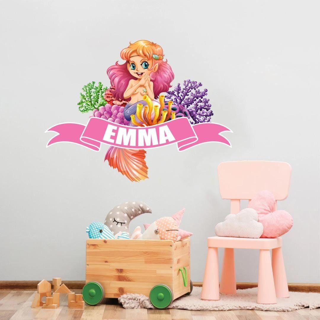 Personalised Sea Fish Girl Wall Sticker Name Vinyl Decal Kids Nursery Bedroom