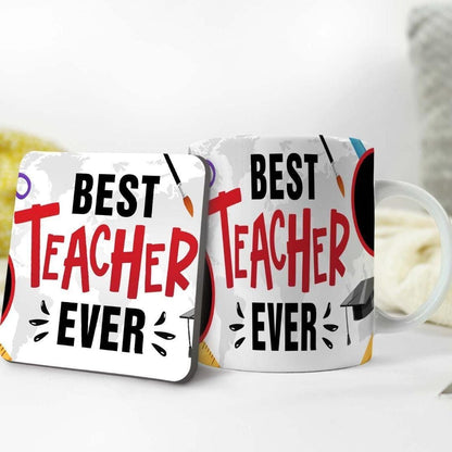 Best Teacher Ever Mug And Coaster Gift Set School Leavers Thanks Teacher Gifts