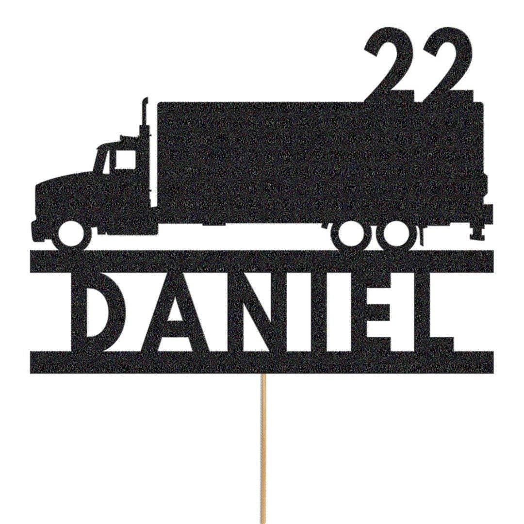 Personalised Glitter Truck Cake Topper: Lorry Driver Decoration