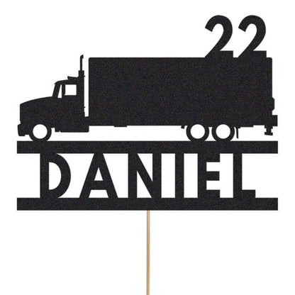 Personalised Glitter Truck Cake Topper: Lorry Driver Decoration