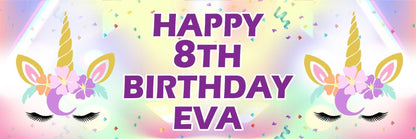 Personalised Unicorn Birthday Banner: Fairytale Party Decoration (2 Pack)