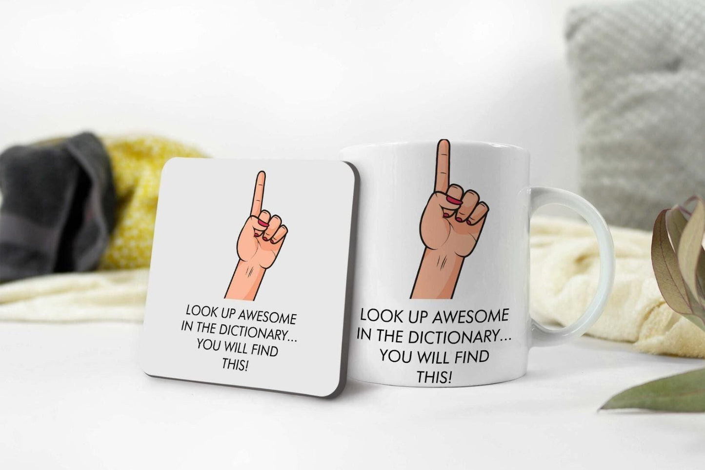 Awesome Mug & Coaster Gift Set Funny Presents Birthday Novelty Office Gift Set