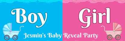 2x Personalised Baby Gender Reveal Banner: Boy or Girl Party Decoration