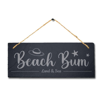 Beach Bum Slate Sign: Laser Engraved Ocean Decor