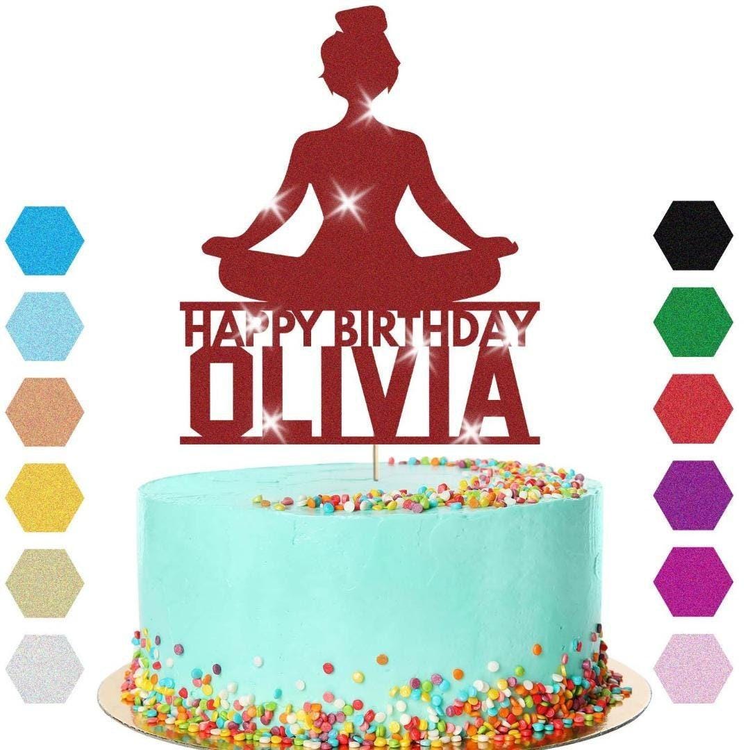 Yoga Girl Cake Topper Personalised Gymnastic Birthday Cake Decoration Any Name