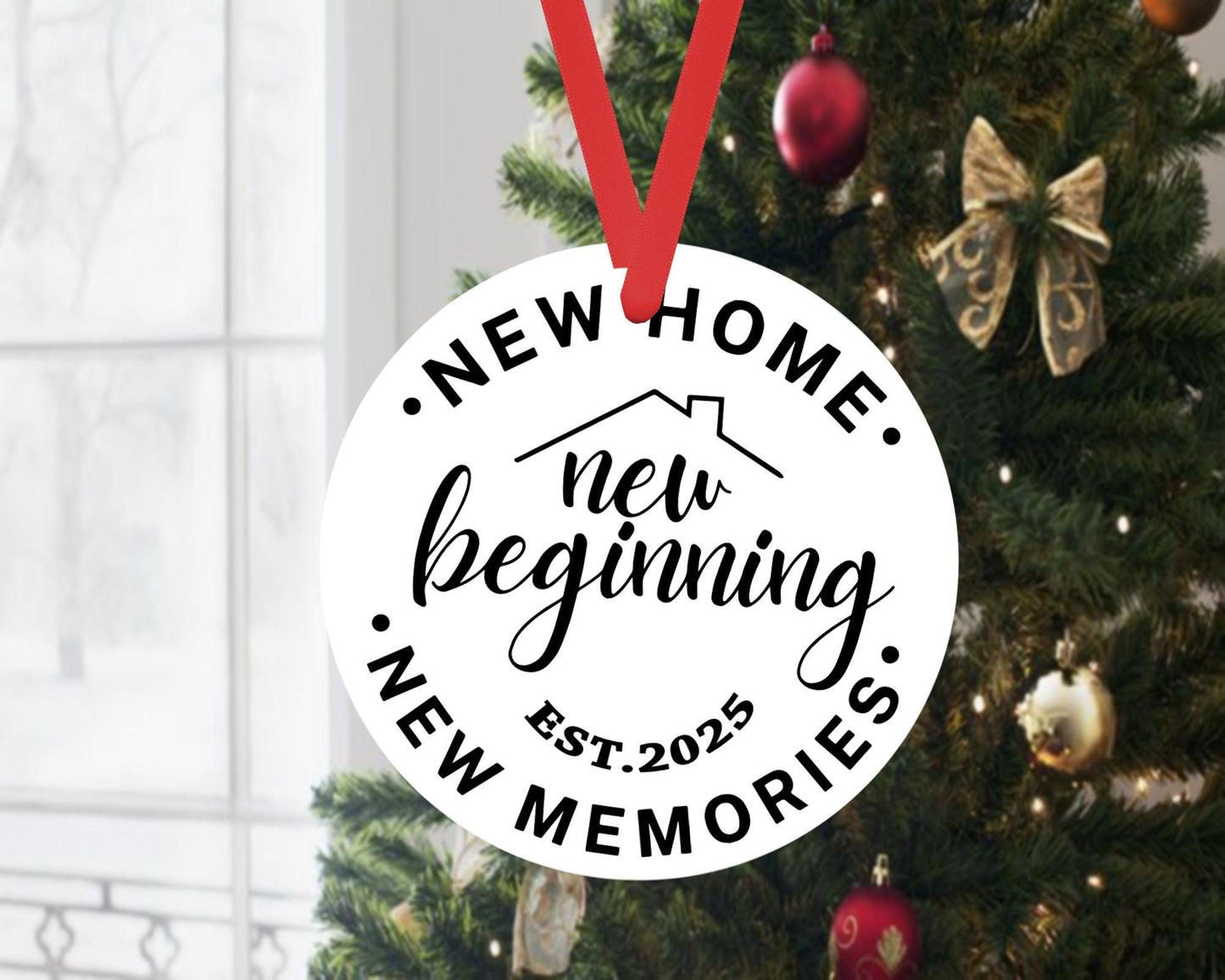 New Beginnings Christmas Bauble Home Memories Xmas Ceramic Ornament Hanging Gift