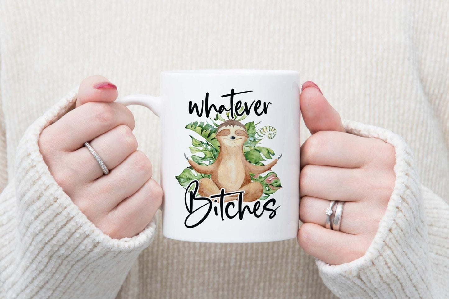 Funny Sloth Coffee Mug & Coaster Set: Novelty Animal Gift