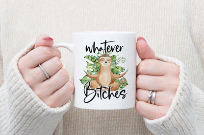 Funny Sloth Coffee Mug & Coaster Set: Novelty Animal Gift