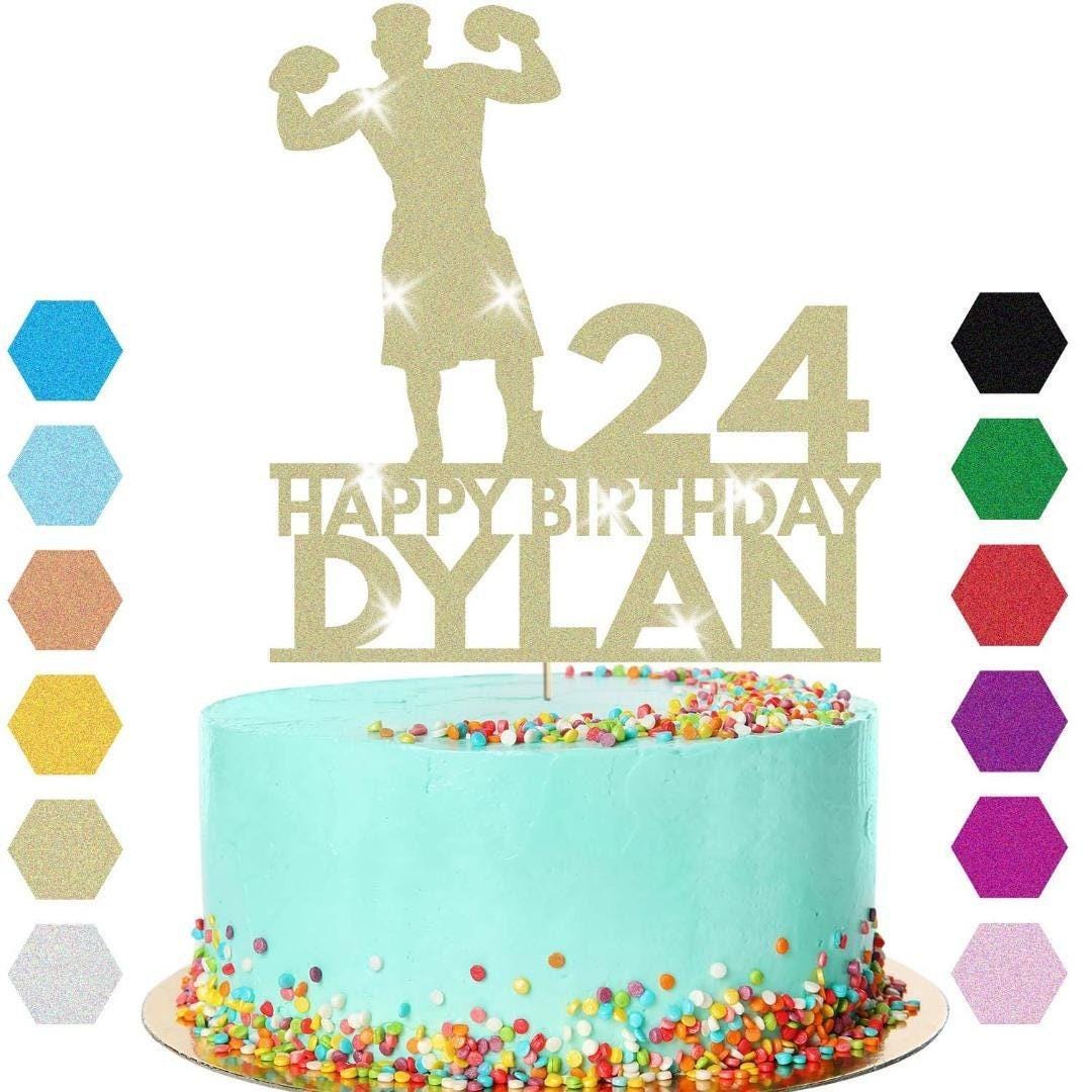 Personalised Boxing Birthday Cake Topper: Glitter Champion Decoration