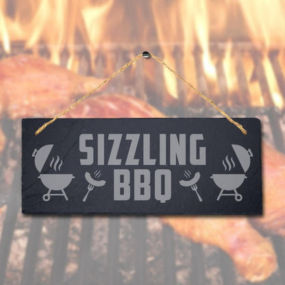 Sizzling Bbq Laser Engraved Hanging Slate Chicken Grilled Party Home Plaque Sign