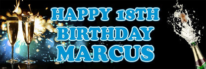 2 Personalised Real Champagne Birthday Party Celebration Banners Decor Posters