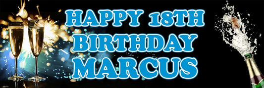 2 Personalised Real Champagne Birthday Party Celebration Banners Decor Posters