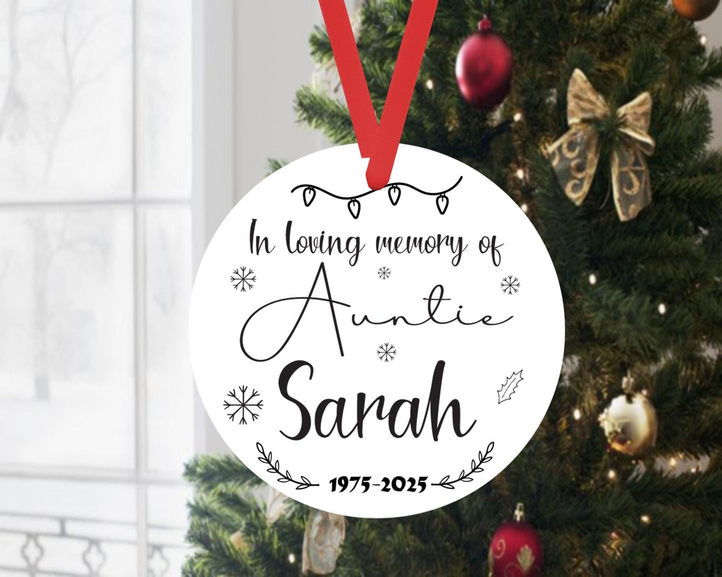 Personalised Memorial Christmas Bauble In Loving Memory Auntie Ceramic Ornament