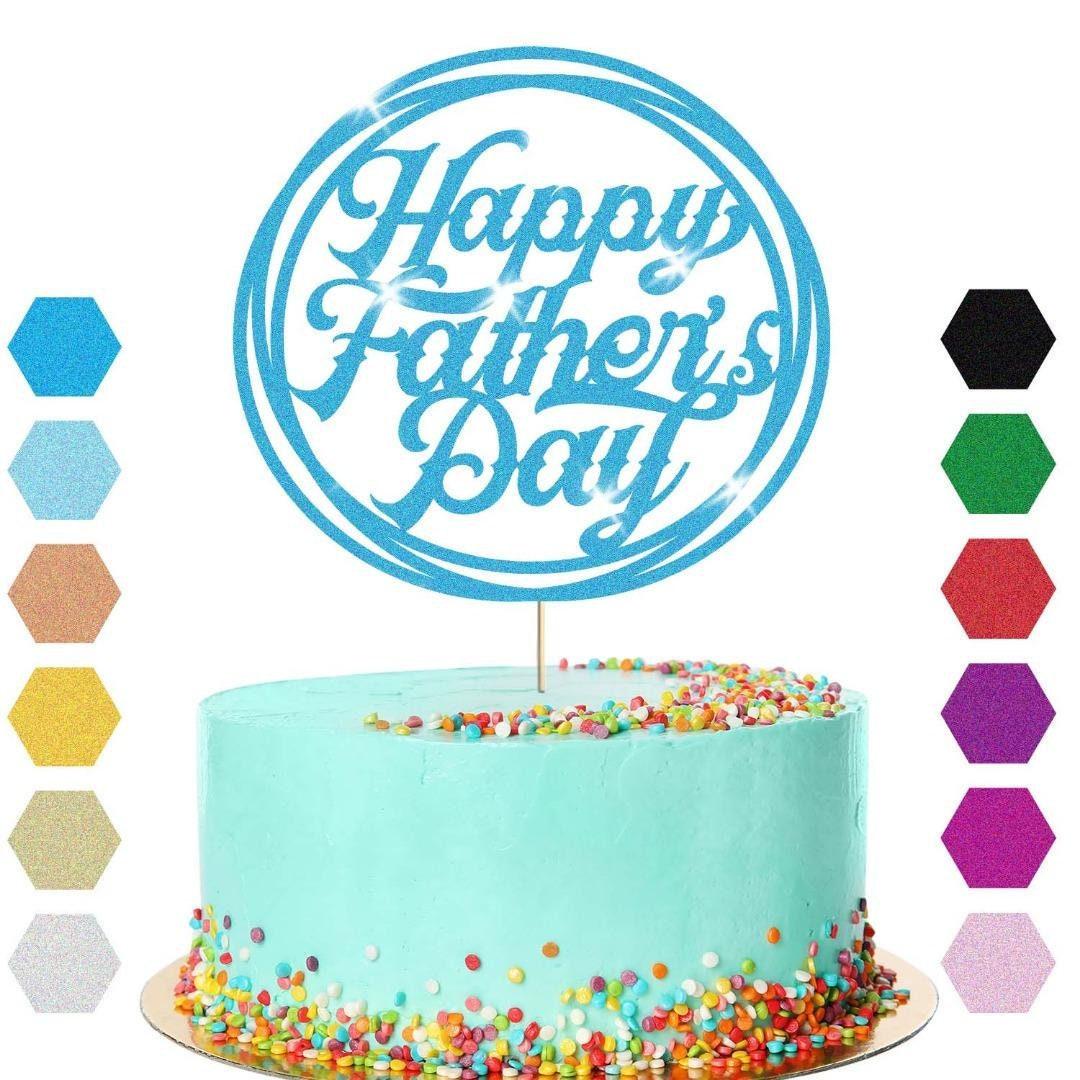 Happy Fathers Day Cake Topper: Dad Daddy Party Glitter Cake Decoration