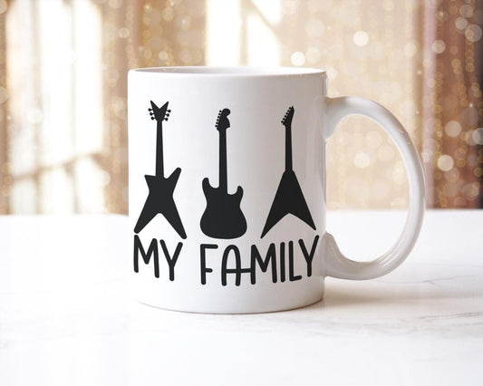 My Family Mug & Coaster Set Guitar Rock Music Lover Birthday Friend Xmas Gift