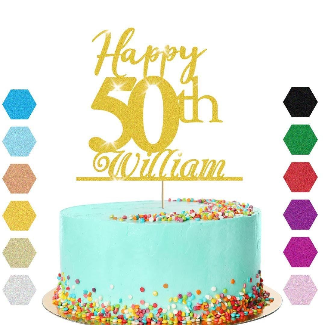 Personalised Name 50th Birthday Glitter Cake Topper Party Cake Decoration Gift