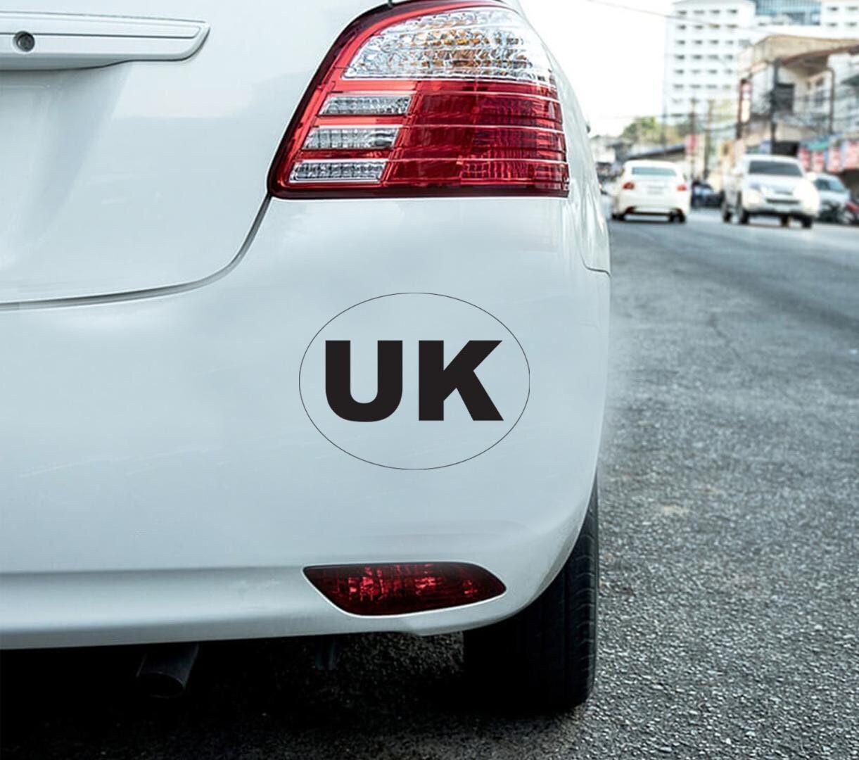 UK Oval Car Sticker: Self Adhesive Vinyl - Set of 2 (18x13cm)