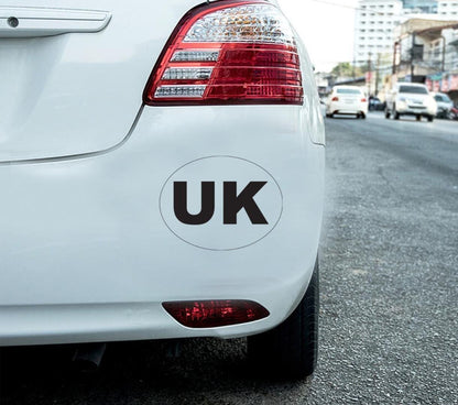 UK Oval Car Sticker: Self Adhesive Vinyl - Set of 2 (18x13cm)