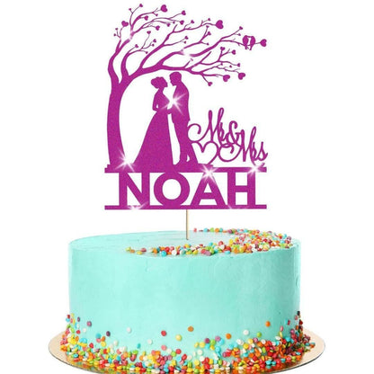 Personalised Wedding Cake Topper Mr & Mrs Anniversary Love Birds Cake Decoration