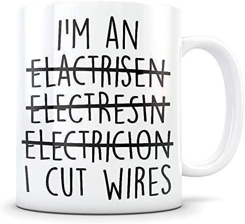 I Cut Wires Funny Coffee Mug - Electrician Gift - UK Made