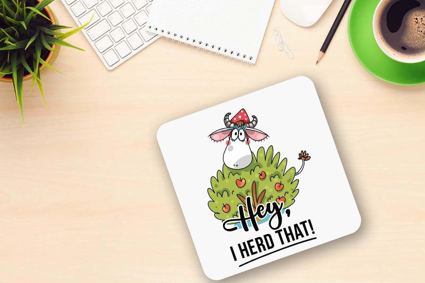 Funny Cow Mug & Coaster Set: Farmhouse Coffee Cup, Birthday Gift