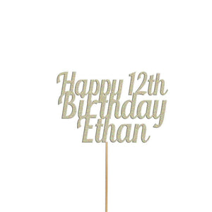 Personalised Glitter Birthday Cake Topper: Custom Name & Age