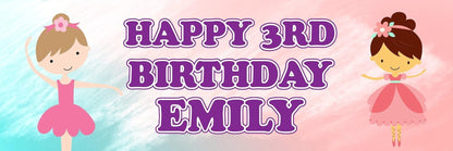 2x Personalised Ballerina Birthday Banner: Celebration Decoration