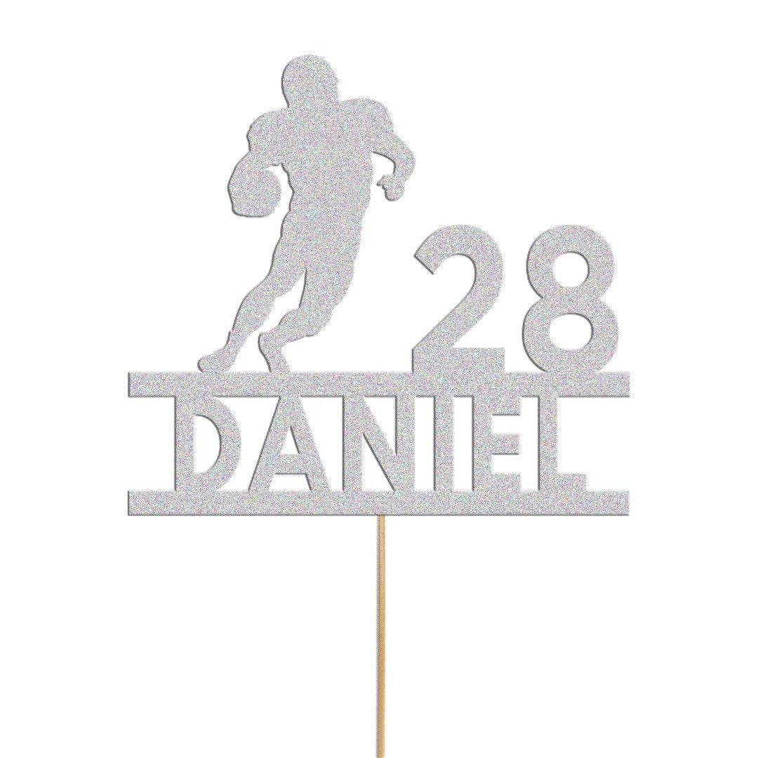 Personalised Rugby Cake Topper: Glitter Sports Fan Decoration