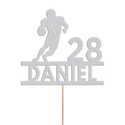 Personalised Rugby Cake Topper: Glitter Sports Fan Decoration