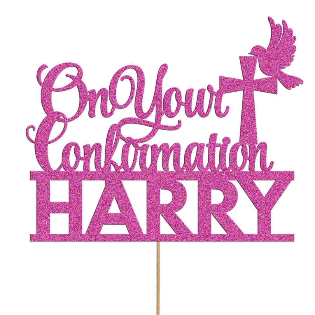 Personalised Glitter Dove Cake Topper: Confirmation, Birthday