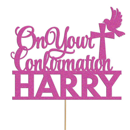 Personalised Glitter Dove Cake Topper: Confirmation, Birthday