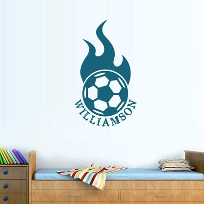 Personalised Football Name Wall Sticker Decal Custom Vinyl Kids Bedroom Adhesive