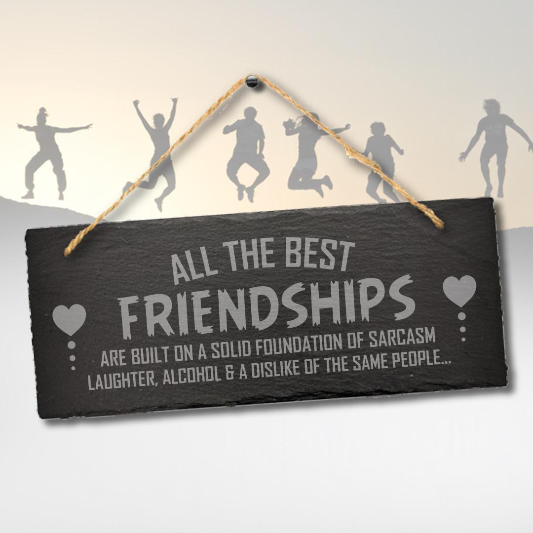 Engraved Slate Friendship Sign: Funny Friends Gift Plaque