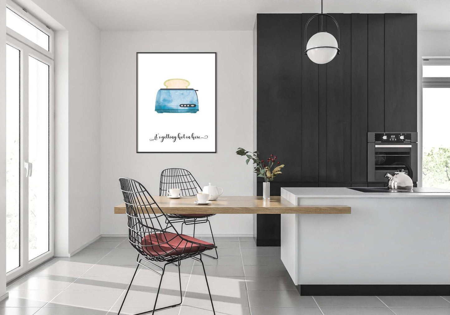 Kitchen Getting Hot Minimalist Funny Wall Art Home Dining Decor Print Poster