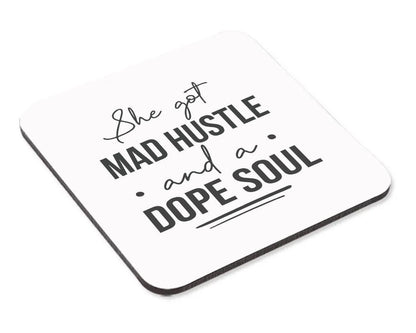 Hustle And A Dope Soul Mug & Coaster Set Funny Mad Boss Birthday Office Tea Gift