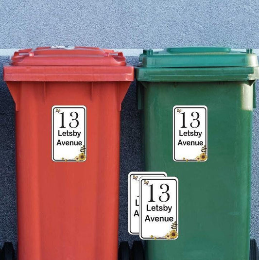 Personalised Street Dustbin Number Name Sticker Road Street Wheelie Bin Waterproofvinylstickers
