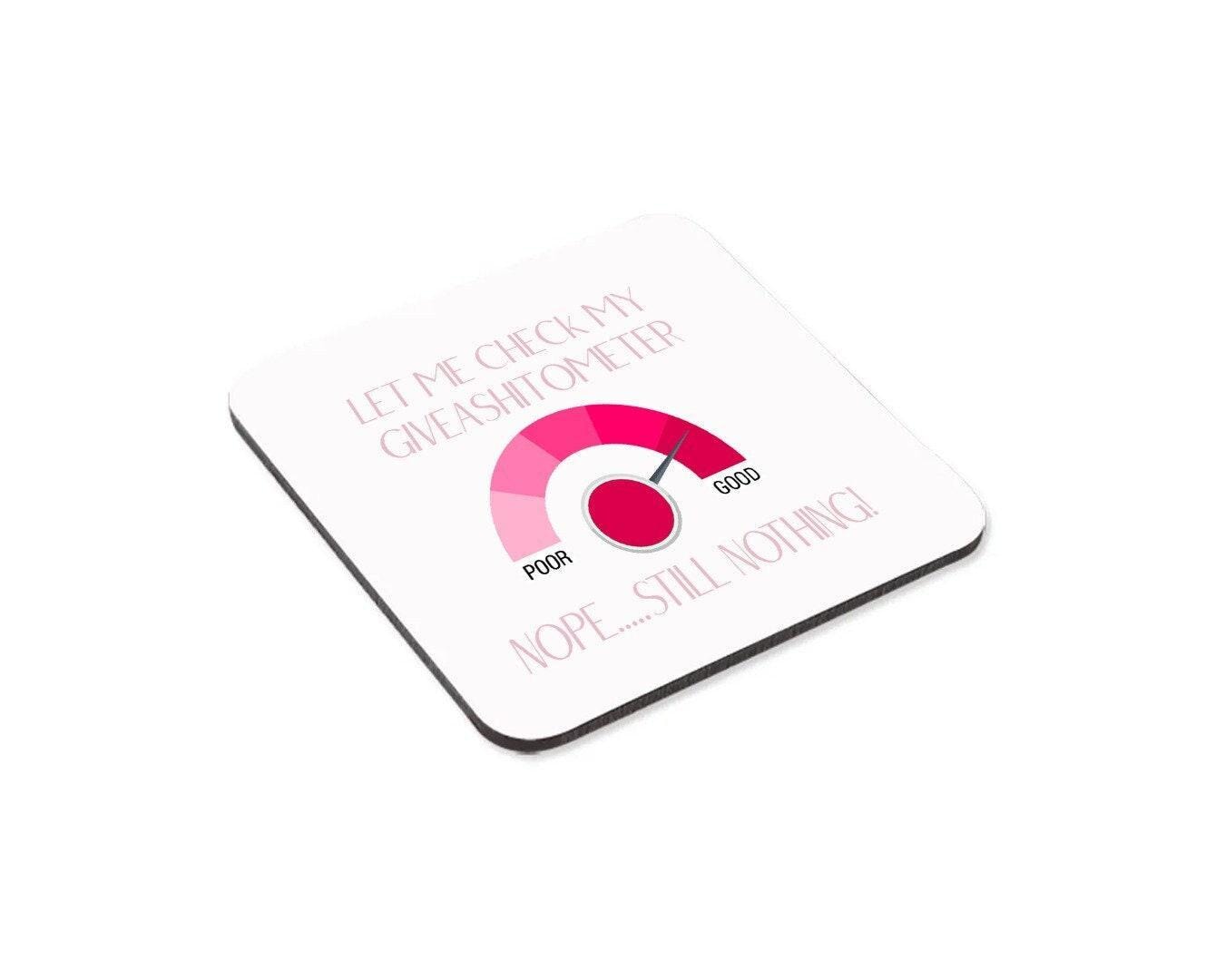 Funny Giveashitometer Mug & Coaster Set - Novelty Office Gift