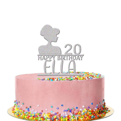 Personalised Acrylic Glamorous Girls Birthday Cake Topper Decoration Gift