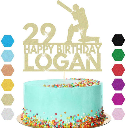 Cricket Cake Topper Personalised Batsman Birthday Cake Decoration Any Name Age