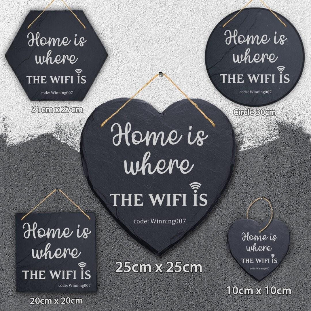 Family Wifi Code Home Guest Personalised Hanging Slate Sign House Warming Gift