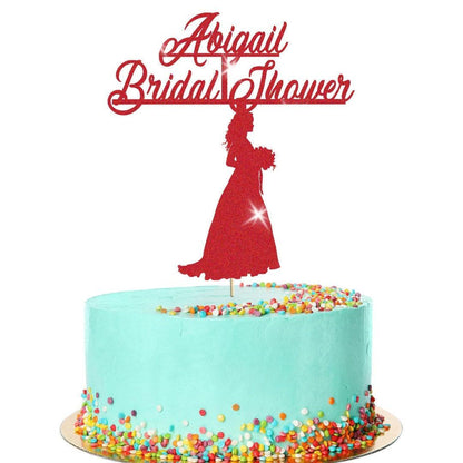 Glitter Cake Topper - Bridal Shower - Personalised Decor For Wedding Celebration