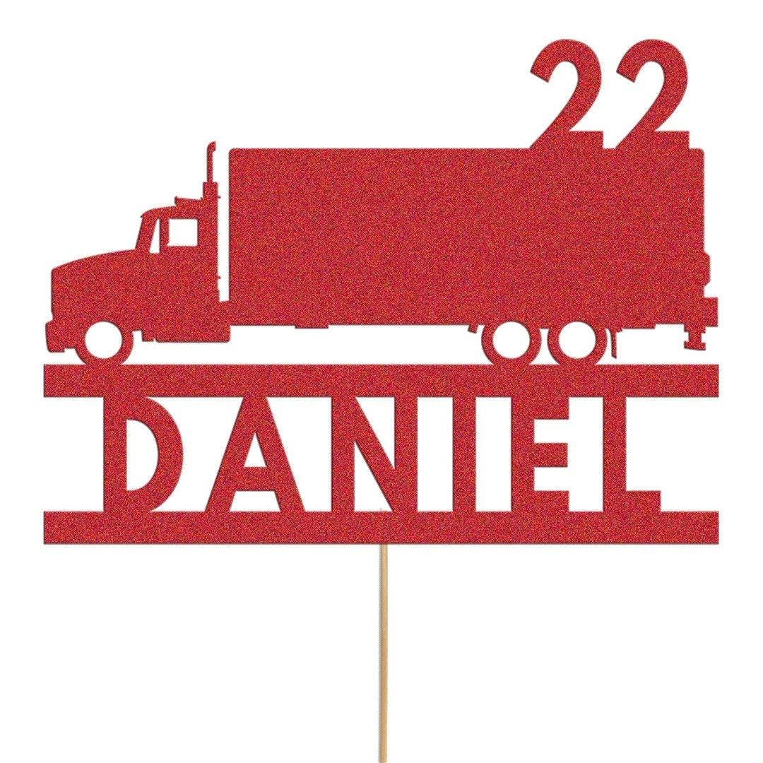 Personalised Glitter Truck Cake Topper: Lorry Driver Decoration