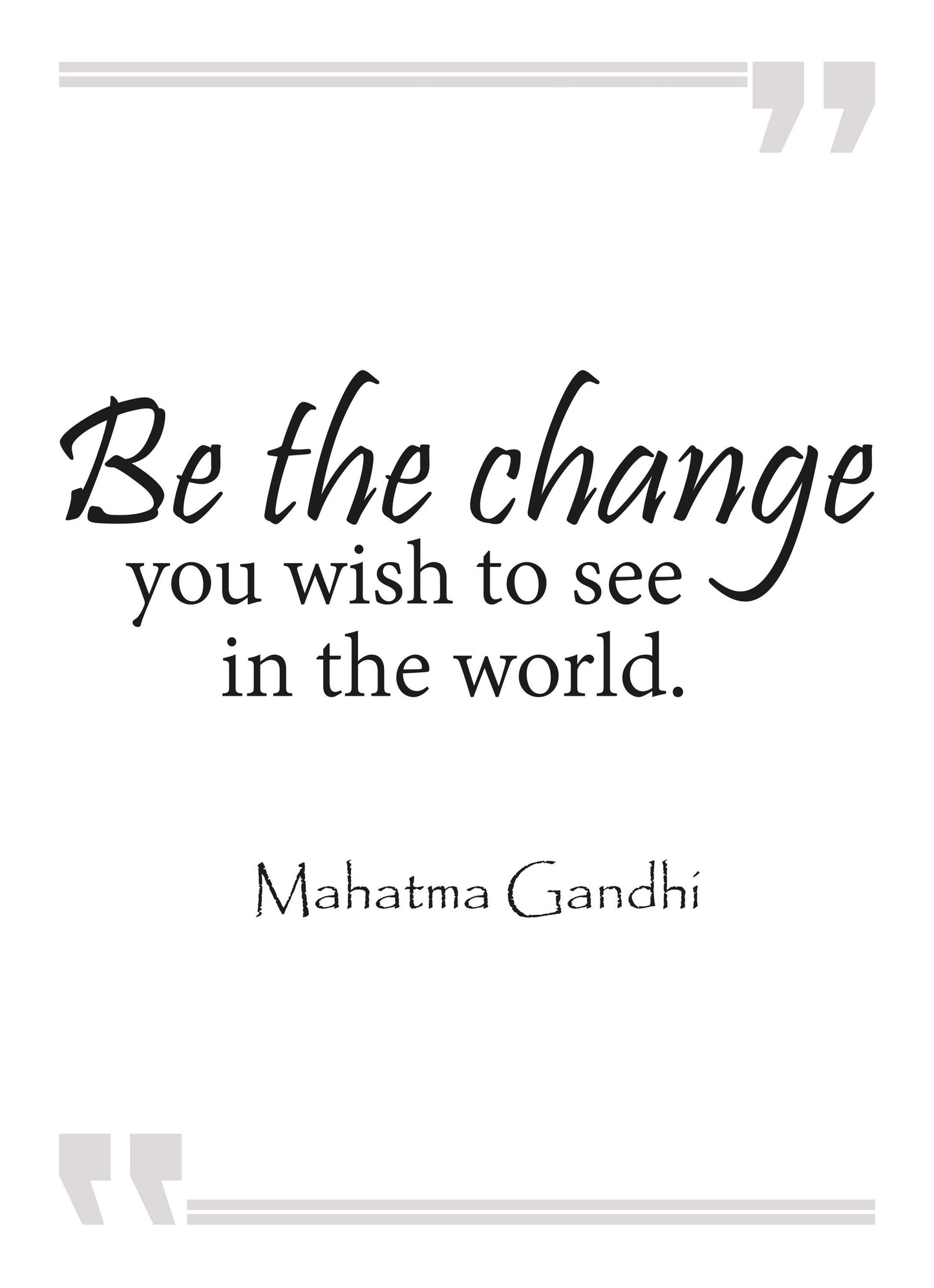Mahatma Gandhi Be The Change Positive Thought Quote Poster Print Wall Art