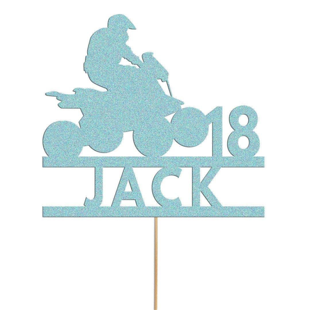Personalised Quad Bike Glitter Cake Topper: Any Name & Age