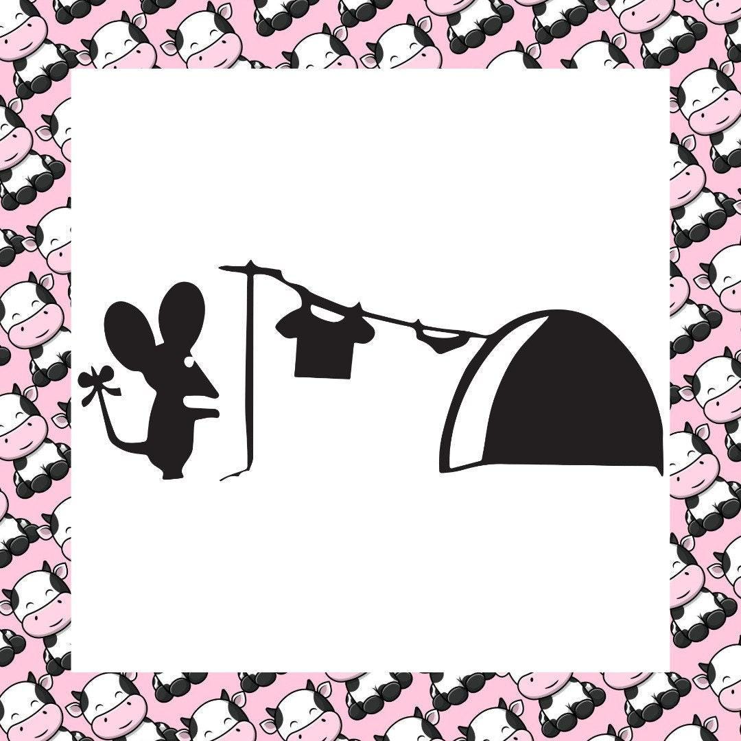 Mouse Washing Line Home Mice Skirting Board Wall Art Sticker Decal