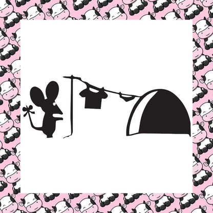 Mouse Washing Line Home Mice Skirting Board Wall Art Sticker Decal